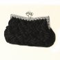 Black Satin Weave Evening Bag 312 with Crystal Frame