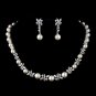 Silver Ivory Pearl and Clear CZ Stone Necklace 8765 & Earrings 8765