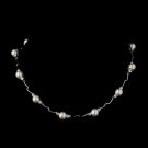 Silver Ivory Pearl and CZ Crystal Bridal Necklace 8764