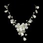 Silver Ivory Stone & Pearl Floral Necklace 8770