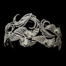 Antique Silver Clear Multi Cut Rhinestone Royal Tiara Headpiece 9958