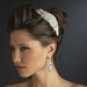 Silver Clear Beaded Crystal & Rhinestone Side Accented Fabric Headpiece 9036
