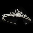 *Silver White Pearl, Clear Swarovski Crystal & Rhinestone Bridal Headpiece 5050