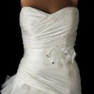 Silver Flower Austrian Crystal & Pearl Bridal Sash Belt 115