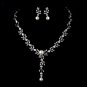 Silver Ivory Pearl & Clear CZ Crystal Necklace & Earrings 9955