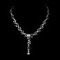 Silver Ivory Pearl Drop & Clear CZ Stone Necklace 9955