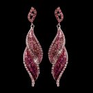Silver Pink Rhinestone Dangle Bridal Earrings 9252