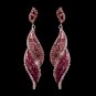 Silver Pink Rhinestone Dangle Bridal Earrings 9252