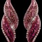 Silver Pink Rhinestone Dangle Bridal Earrings 9252