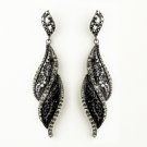 Hematite Black & Smoked Rhinestone Dangle Bridal Earrings 9252
