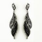 Hematite Black & Smoked Rhinestone Dangle Bridal Earrings 9252