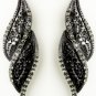 Hematite Black & Smoked Rhinestone Dangle Bridal Earrings 9252