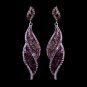 Silver Amethyst Rhinestone Dangle Bridal Earrings 9252