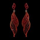 Silver Red Rhinestone Dangle Bridal Earrings 9252