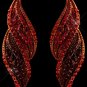 Silver Red Rhinestone Dangle Bridal Earrings 9252