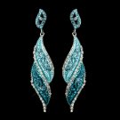 Silver Turquoise Rhinestone Dangle Bridal Earrings 9252