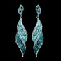 Silver Turquoise Rhinestone Dangle Bridal Earrings 9252