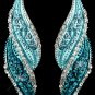 Silver Turquoise Rhinestone Dangle Bridal Earrings 9252