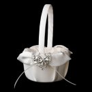 Flower Girl Basket 17 with Silver Clear Butterfly Brooch 111
