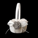 Flower Girl Basket 17 with Antique Clear Floral Brooch 119