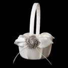 Flower Girl Basket 17 with Antique Silver Clear Swirl Brooch 116