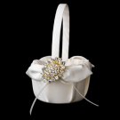 Flower Girl Basket 17 with Gold Clear Crystal Brooch 13
