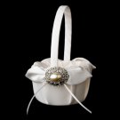 Flower Girl Basket 17 with Antique Ivory Oval Pearl Brooch 134