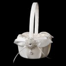 Flower Girl Basket 17 with Silver Clear Dangle Pear Brooch 3438