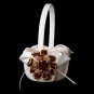 Flower Girl Basket 17 with Gold Red Crystal & Rhinestone Floral Brooch 8779