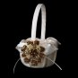 Flower Girl Basket 17 with Gold Topaz Crystal & Rhinestone Floral Brooch 8779