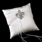 Ring Pillow 11 with Silver Clear Fleur De Lis Brooch 109
