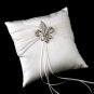 Ring Pillow 11 with Silver Clear Fleur De Lis Brooch 109