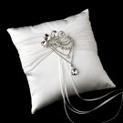 Ring Pillow 11 with Antique Silver Clear Pear Crystal Brooch 45