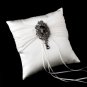 Ring Pillow 11 with Silver Clear Crystal Leaf Brooch 81