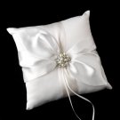 Ring Pillow 17 with Antique Silver Marquise Crystal & Pearl Brooch 118