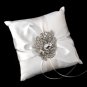 Ring Pillow 17 with Silver Clear Crystal Leaf Brooch 129