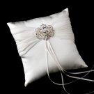 Ring Pillow 11 with Silver Clear Vintage Swirl Brooch 46