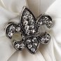 Ring Pillow 17 with Silver Clear Fleur De Lis Brooch 30339