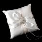 Ring Pillow 17 with Silver Clear Floral Cluster Brooch 3167