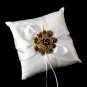 Ring Pillow 17 with Gold Topaz Floral Brooch 8779