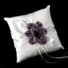 Ring Pillow 17 with Silver Amethyst Marquise Crystal & Rhinestone Brooch 8798