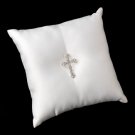Ring Pillow 9 with Silver Clear Faith Cross Brooch 30020