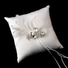 Ring Pillow 9 with Silver Clear Crystal & Feather Brooch 42