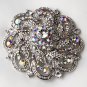 Ring Pillow 9 with Silver Clear AB Swirl Rhinestone Brooch 79