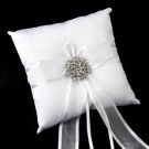 Ring Pillow 90 with Antique Silver Clear Floral Swirl Crystal Brooch 37