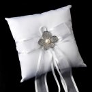Ring Pillow 90 with Silver Ivory Pearl & Rhinestone Flower Brooch 66