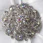 Ring Pillow 90 with Silver Clear AB Swirl Rhinestone Brooch 79