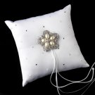 Ring Pillow 92 with Antique Silver Floral Star Pearl Brooch 117