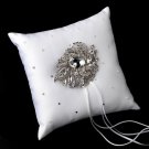 Ring Pillow 92 with Silver Clear Crystal Leaf Brooch 129