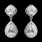 Antique Rhodium Silver Clear CZ Earrings 8924